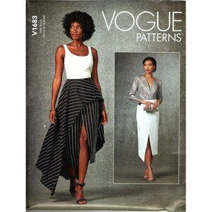 Vogue V1683 Misses 14 to 22 Fitted Lined Mock Wrap Skirt Uncut Sewing Pattern